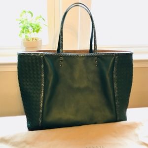 Bottega Veneta Napa Leather Tote with Snake leather handle